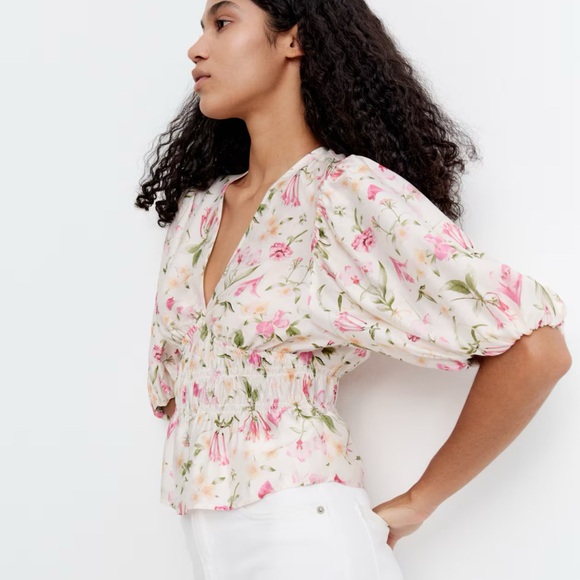 H&M Linen Blend Floral Blouse Sz XXL - Picture 10 of 10